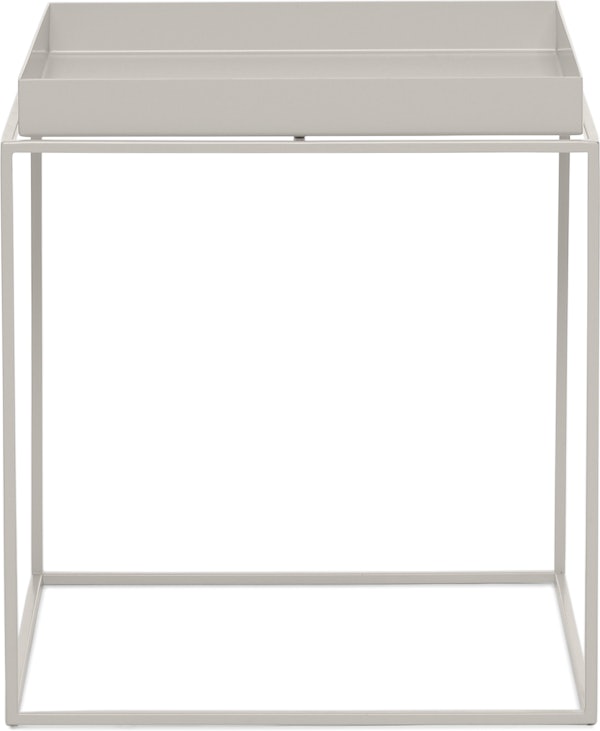 A warm grey Tray Side Table viewed from the front
